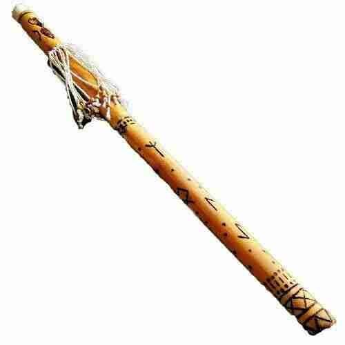 Hochet RainStick Chaman en Bambou, Faite à la Main avec des Runes Norreniche Loki