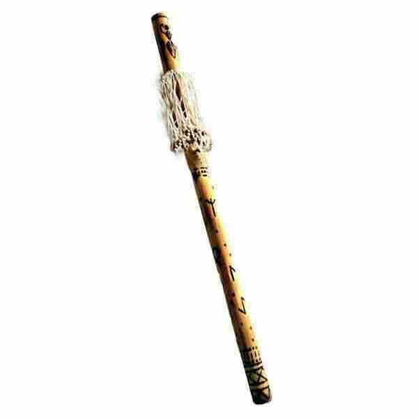 Hochet RainStick Chaman en Bambou, Faite à la Main avec des Runes Norreniche Loki