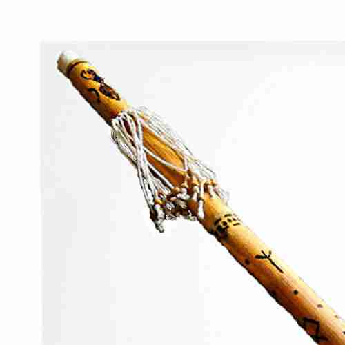 Hochet RainStick Chaman en Bambou, Faite à la Main avec des Runes Norreniche Loki