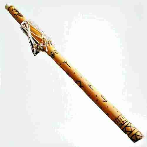 Hochet RainStick Chaman en Bambou, Faite à la Main avec des Runes Norreniche Loki